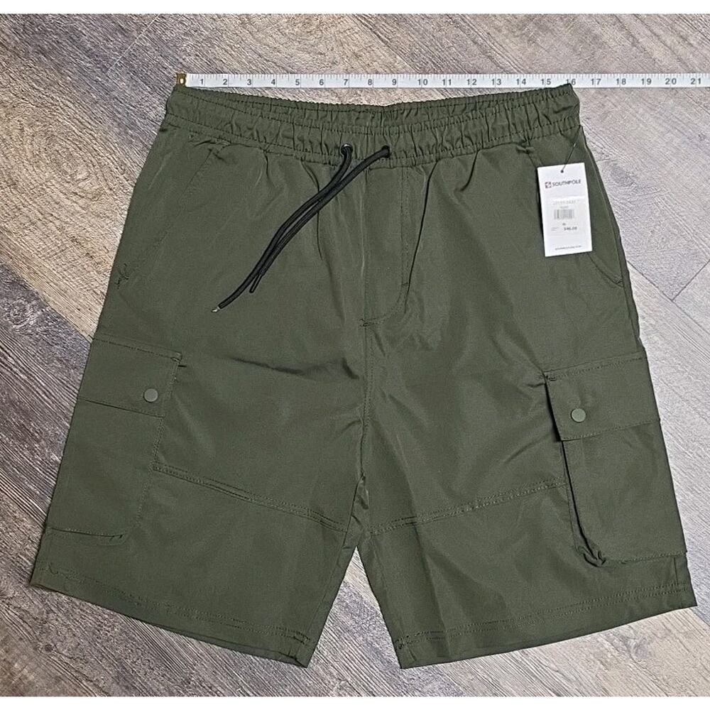 Southpole Men's Quick Dry Water Resistant Cargo Shorts, Moisture Wick, Olive XL